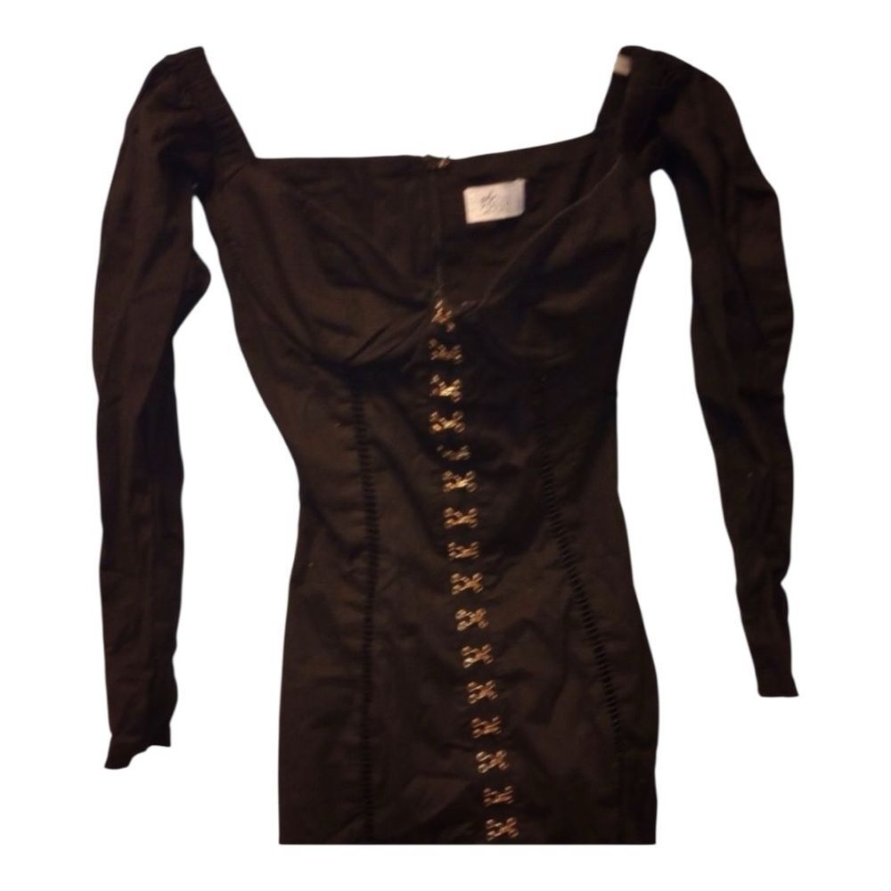 Oh Polly Black dress with brass front hooks and long sleeves - Picture 4 of 4